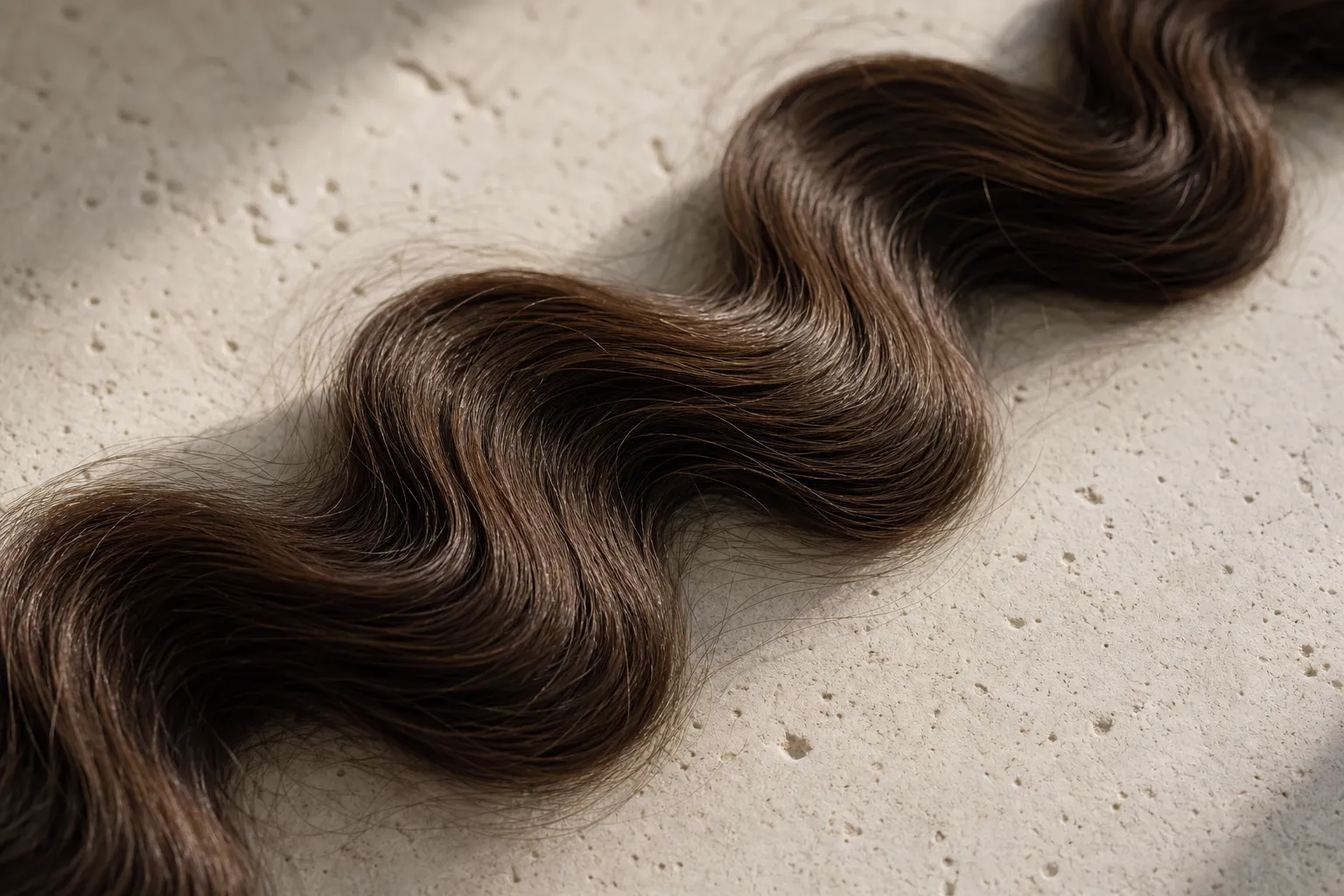 Macro detail of loose wave hair with several defined S-bends in sequence