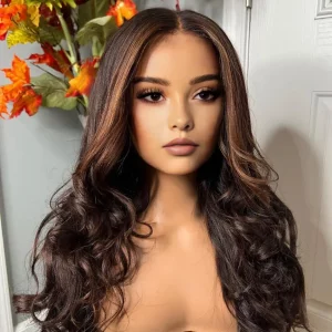 Highlight Brown Wave Lace Front Wigs