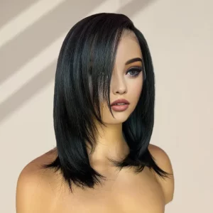 Short bob Black Lace Front Wigs