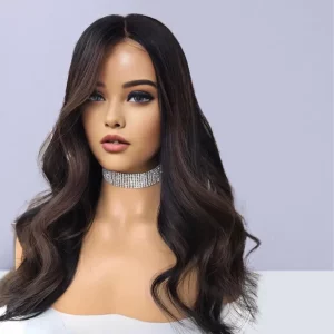 Alternative view of Highlight Brown Wave Lace Front Wigs