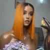 Ombre Orange Short Bob Lace Front Wigs